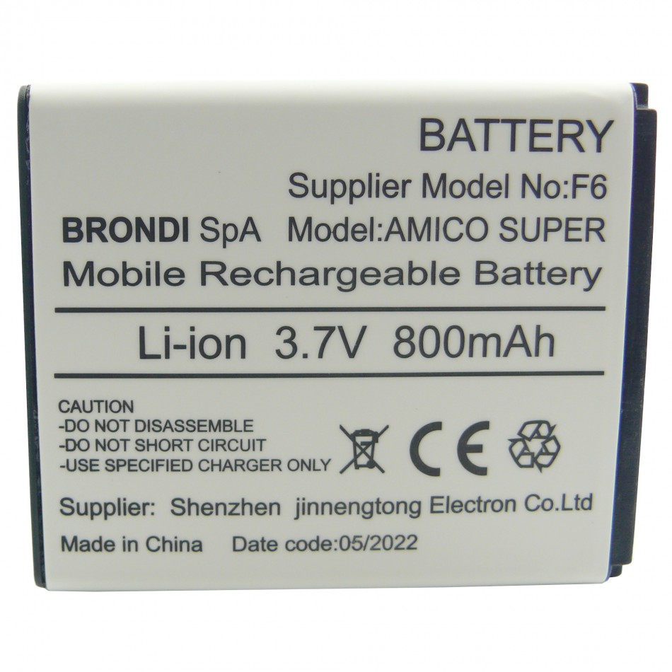 Batteria F6 a litio 800 mAh bulk Batteria F6 a litio 800 mAh bulk