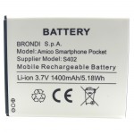 30002956 Batteria S402 a litio 1400mAh bulk per Brondi Amico Smartphone Pocket