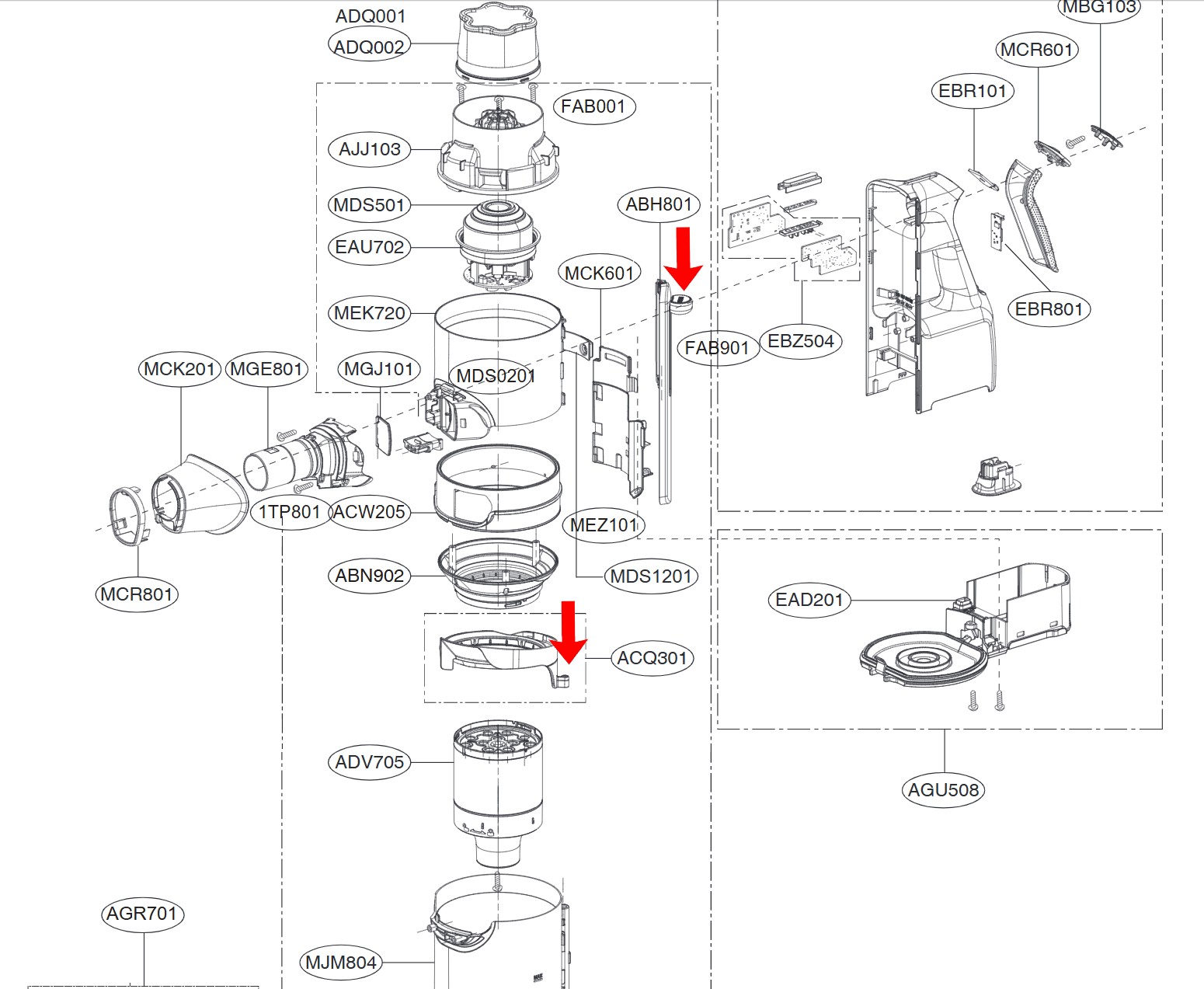 Anello di fissaggio a vite per leva-pulsante