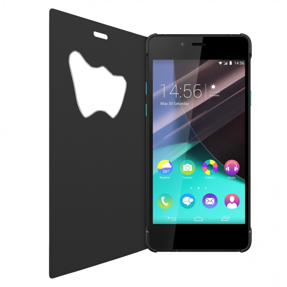 Custodia a flip con finestra a forma di W Custodia a flip con finestra a forma di W