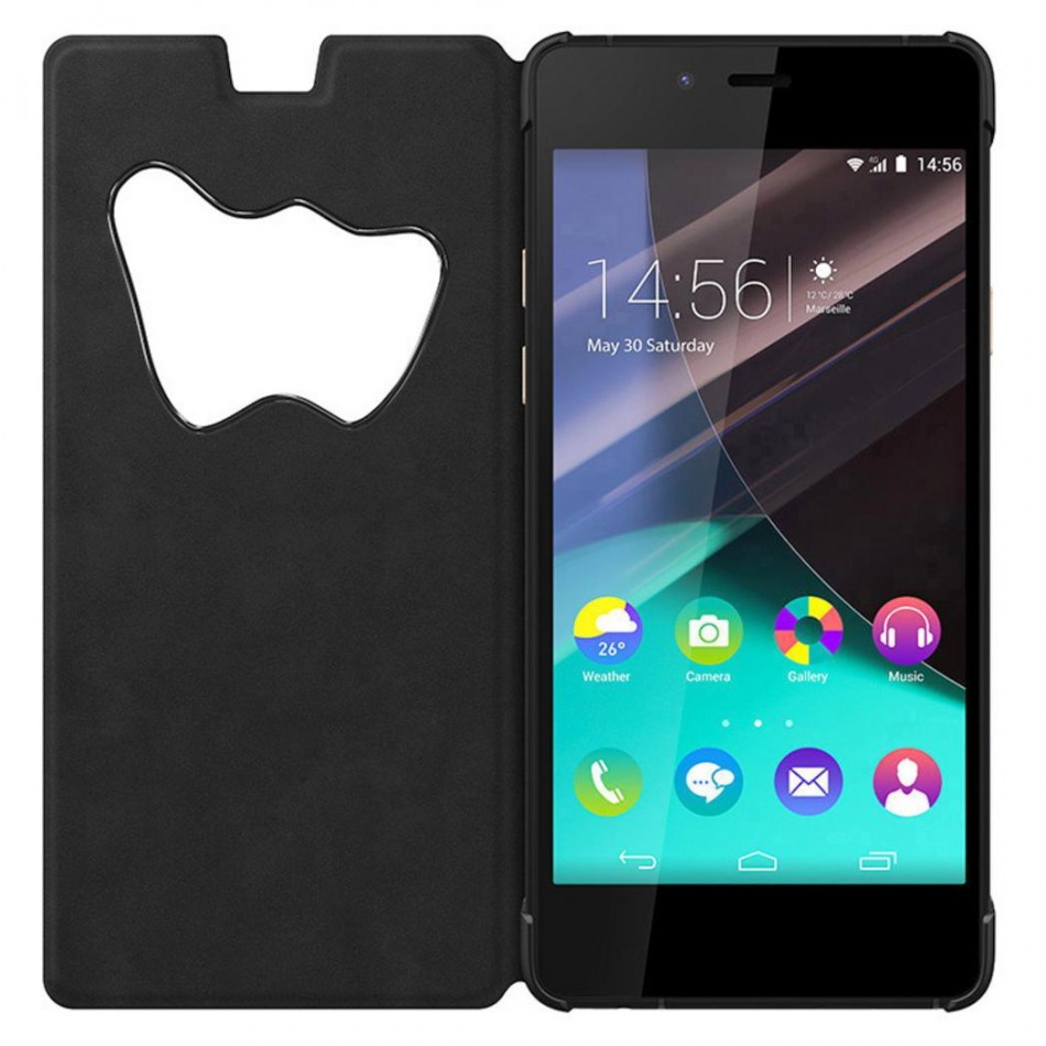 Custodia a flip con finestra a forma di W Custodia a flip con finestra a forma di W