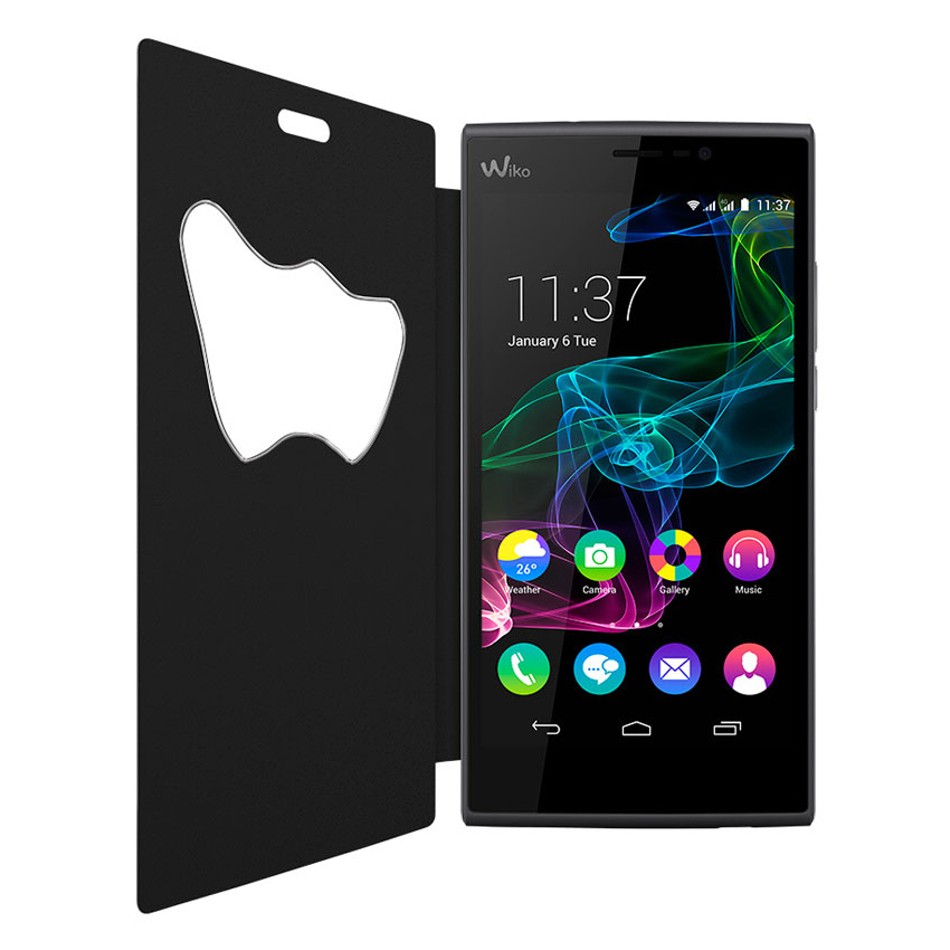 Custodia a flip con finestra a forma di W Custodia a flip con finestra a forma di W
