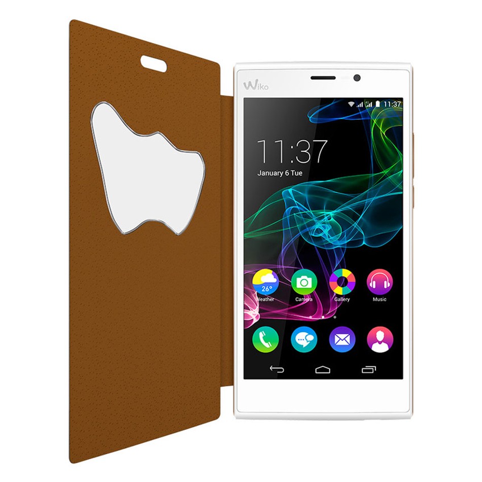 Custodia a flip con finestra a forma di W Custodia a flip con finestra a forma di W
