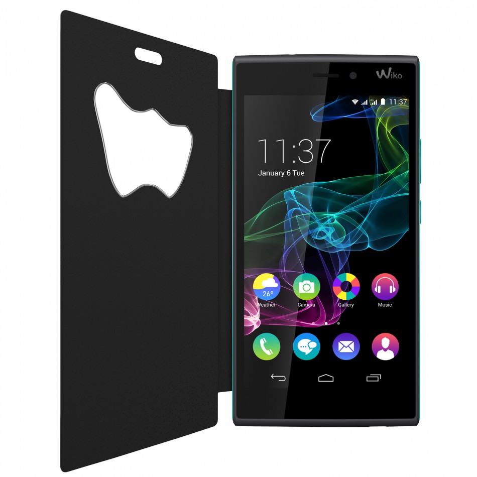 Custodia a flip con finestra a forma di W Custodia a flip con finestra a forma di W