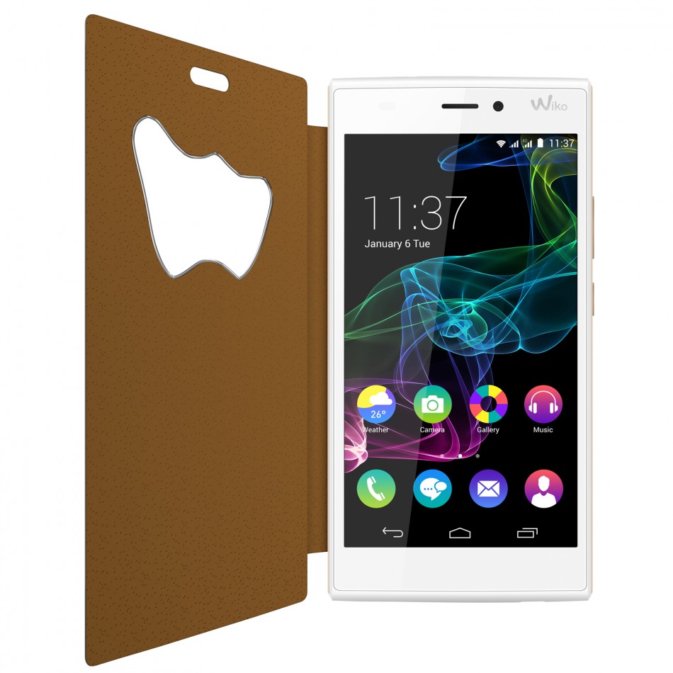Custodia a flip con finestra a forma di W Custodia a flip con finestra a forma di W