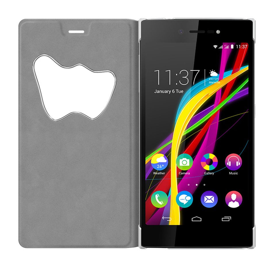 Custodia a flip con finestra a forma di W Custodia a flip con finestra a forma di W