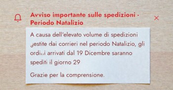 Avviso importante sulle spedizioni